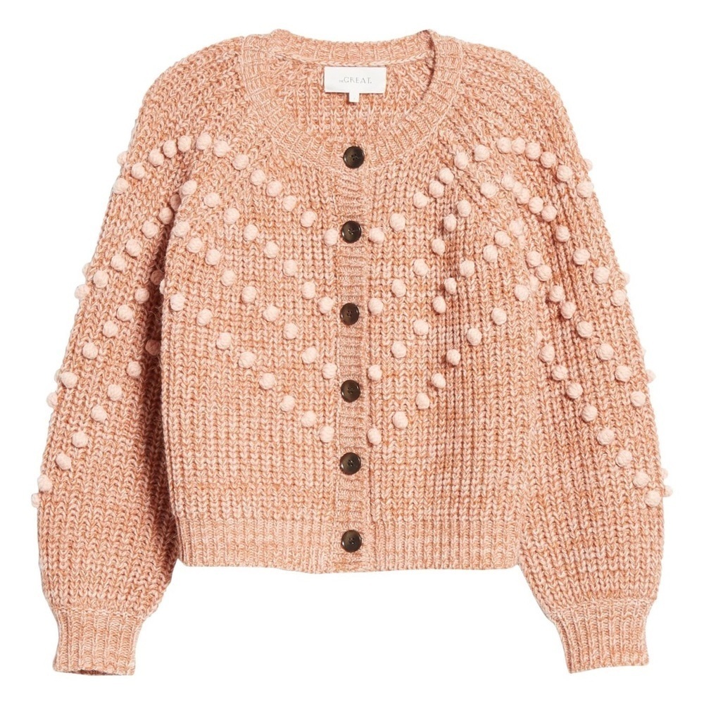 The Great Marled Bobble Cardigan Sweater Pink Savanna Rose Size 0 - Picture 1 of 6